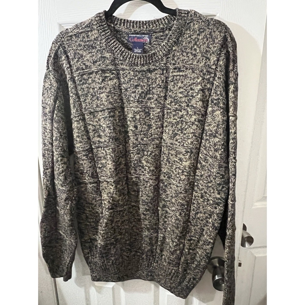 Vintage Roundtree Yorke Collection Knit Sweater Brown Heathered Cotton Large